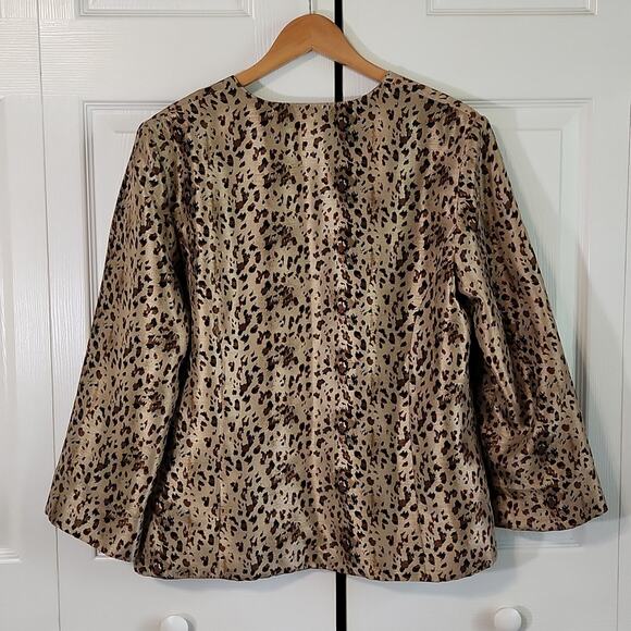 Handmade Womens Leopard Print Blazer Size Med Lightweight Animal Print Chic - Picture 2 of 7
